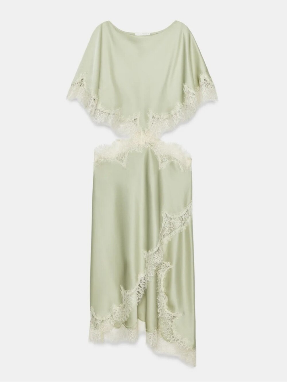 ZARA CUT OUT LACE DRESS MIDI GREEN NEW - Picture 12 of 14